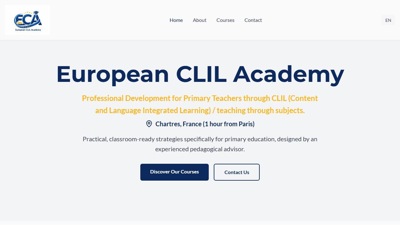 Home page of the European CLIL Academy website